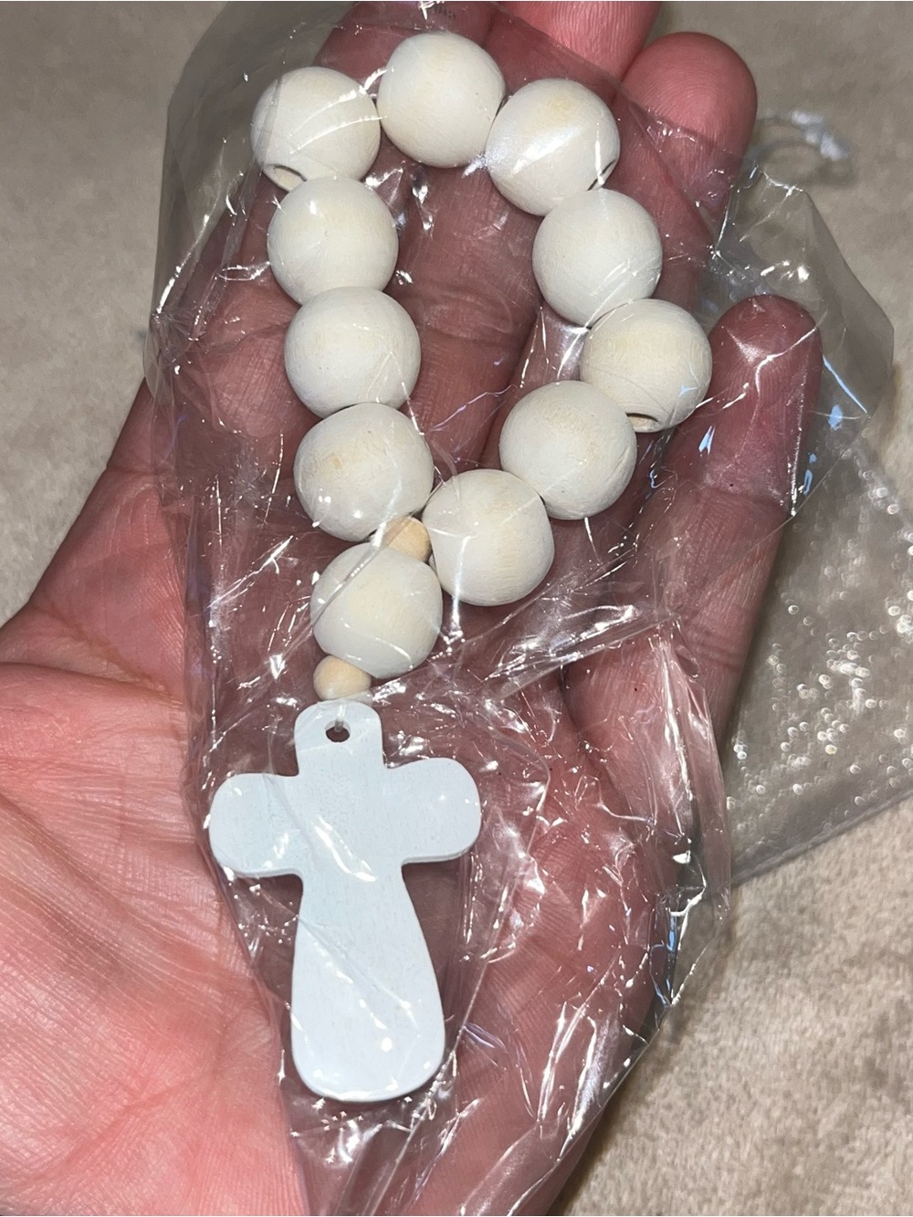 Wooden Rosary Catholic Prayer Rosary Beads with Crucifix Cross Pendant